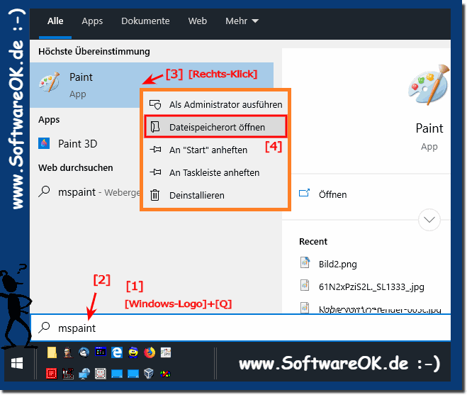 Windows 10 Vollständiger Programm-Pfad Windows-Suche!