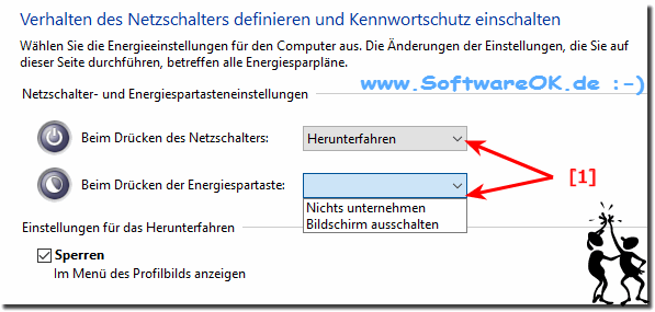 Windows 10 verhalten Beim drcken des Netzschalters!