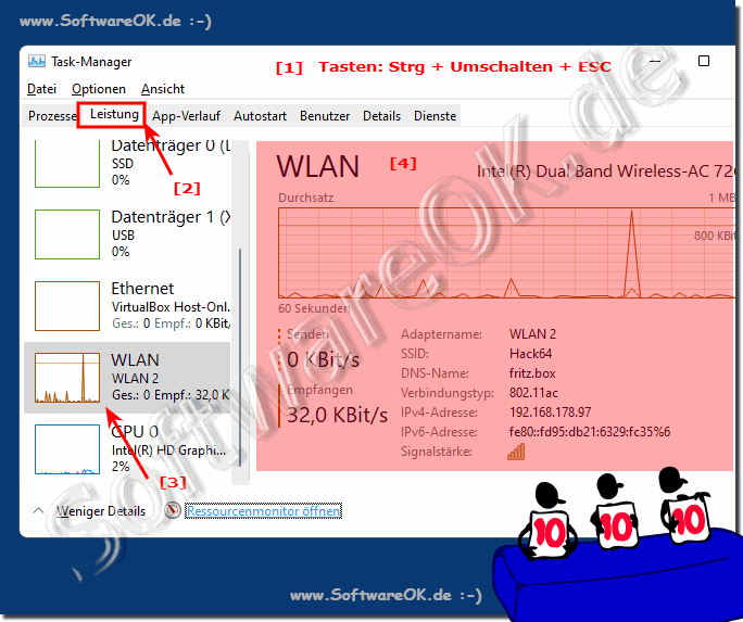 Wlan bzw WiFi geschwindigkeit sehen!