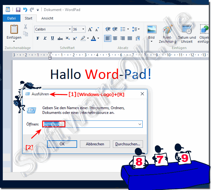 WordPad über Windows 10 Ausführen Dialog starten!
