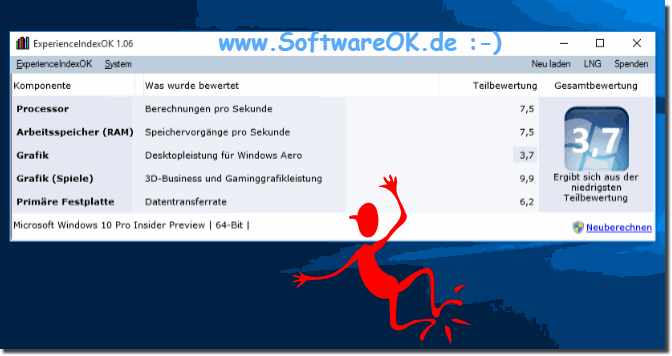  PC-Bewertung Leistungsindex in Windows-10!