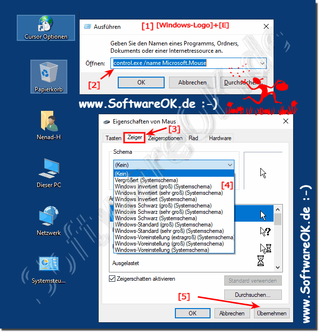  Windows-10 Mauszeigers und der Cursorgre!