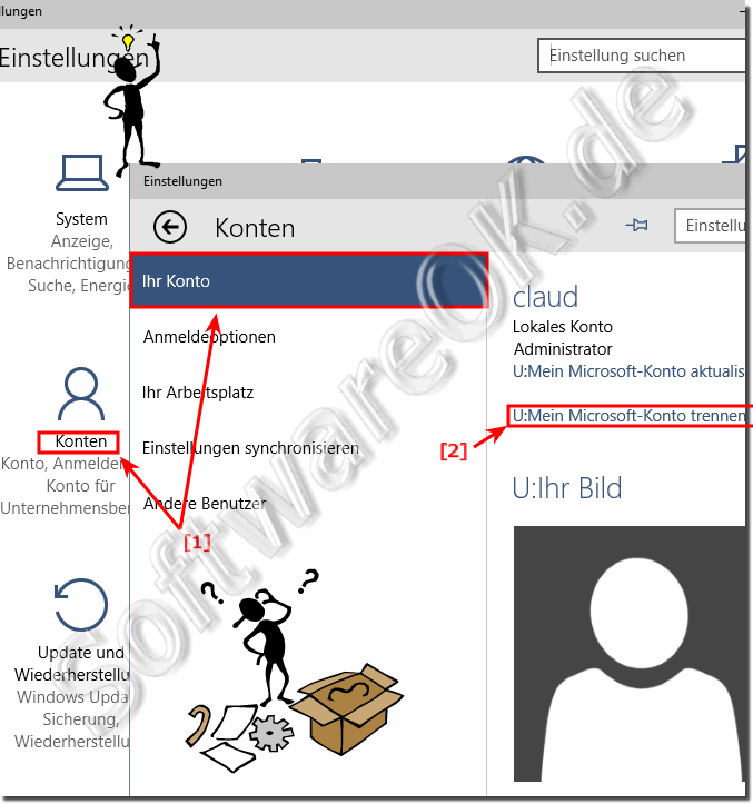 vom Microsoft-Konto zum Lokalem Konto unter Windows 10!