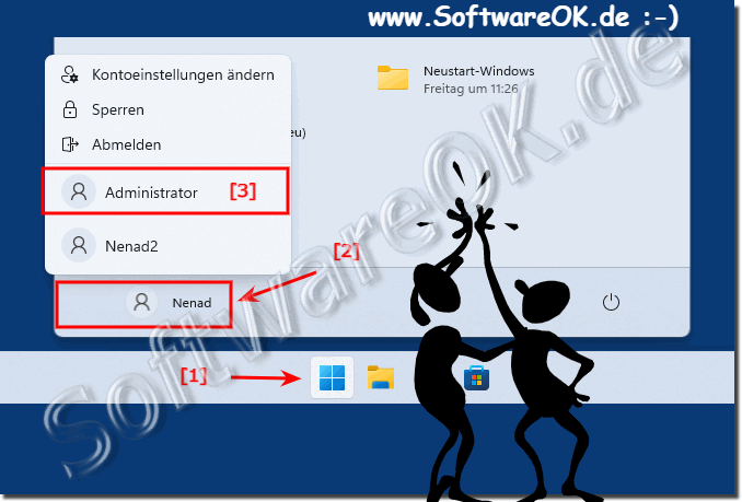 Auf Windows 11 mit dem vollwertigen Administrator anmelden!