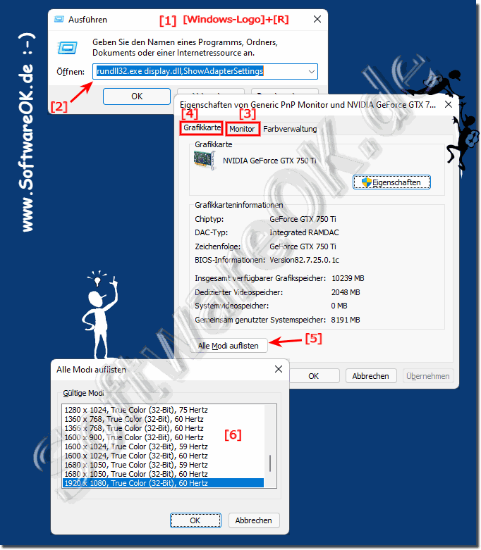 Bildschirmfrequenz unter Windows 11, 10, ... klassisch ermitteln!