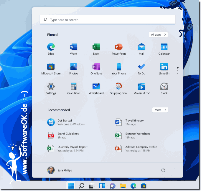 Das Windows 11 mit Desktop und klassischen Taskleiste!