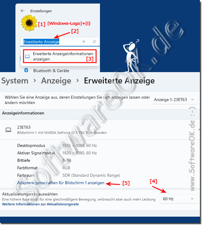 Die Bildschirmfrequenz unter Windows 11, 10, ...!