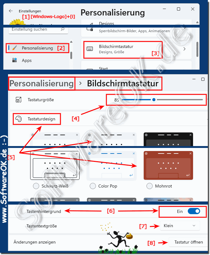 Die Bildschirmtastatur ( Touchtastatur unter Windows 11 anpassen!