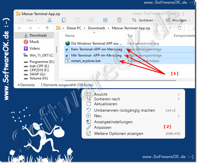 Explorer Menü ohne die Windows Terminal APP Reg-Eintrag!