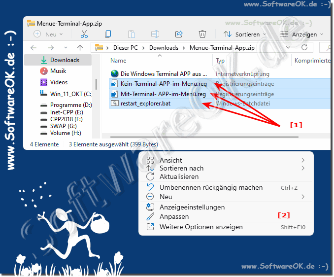 Explorer Men ohne die Windows Terminal APP Reg-Eintrag!