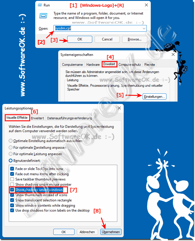 Fensterschatten unter Windows 11 deaktivieren und aktivieren!