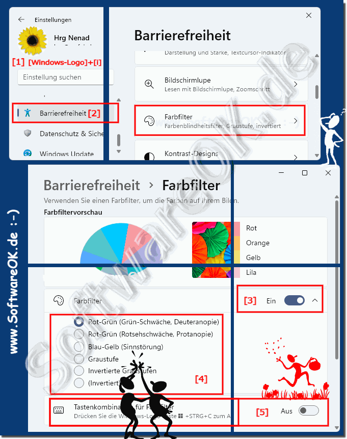 Finde Sie die Farbfilter in Windows 11!