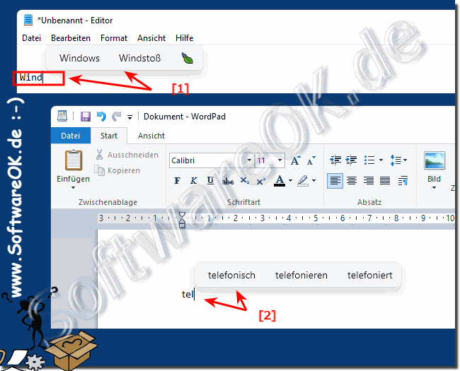 Funktionsweise der Wort Vorschlge bei Texteingabe unter Windows 11!
