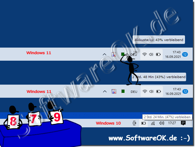 Geschtzte Zeit der verbleibende Akkulaufzeit in der Taskleiste?