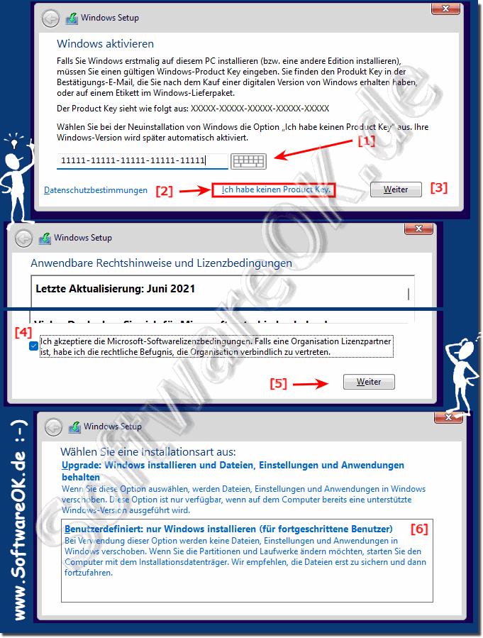 Installation von Windows 11 int oder Ohne Produkt Schlüssel!