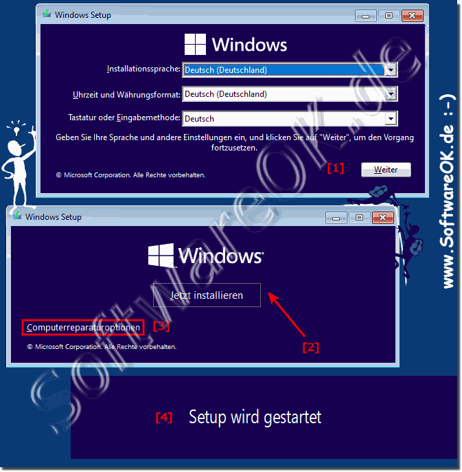 Installation von Windows 11 oder Computerreparaturoptionen!