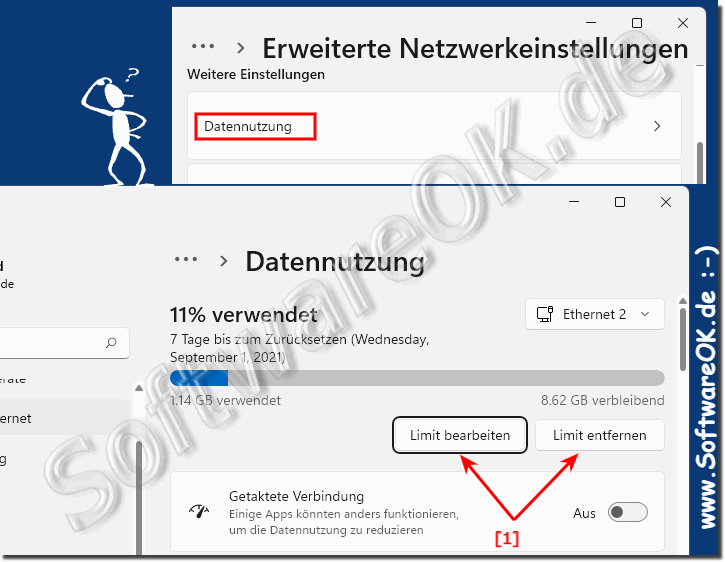 Internet-Datenlimit in Windows 11 bearbeiten oder Limit Entfernen!