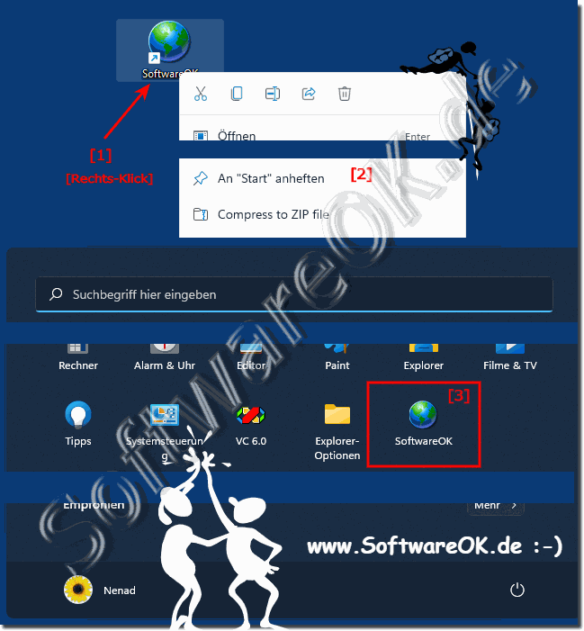 Internet-Verknpfung im Windows 11 Startmen!