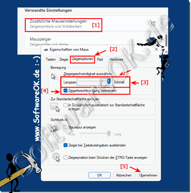 Maus Zeigebeschleunigung unter Windows 11 anpassen!