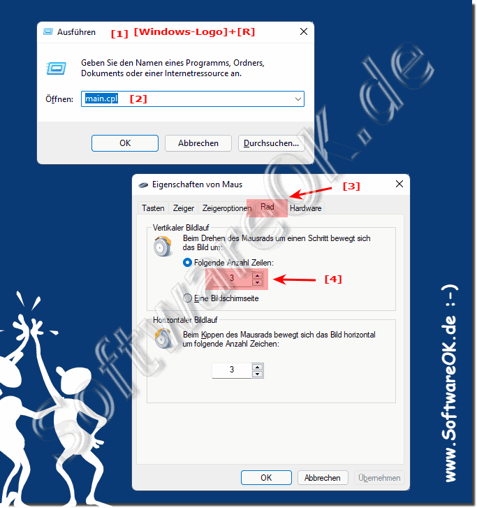 Mausrad-Scrollen unter MS Windows-11 anpassen!