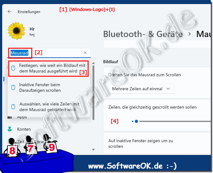 Mausradeinstellungen in den Windows 11 Einstellungen!