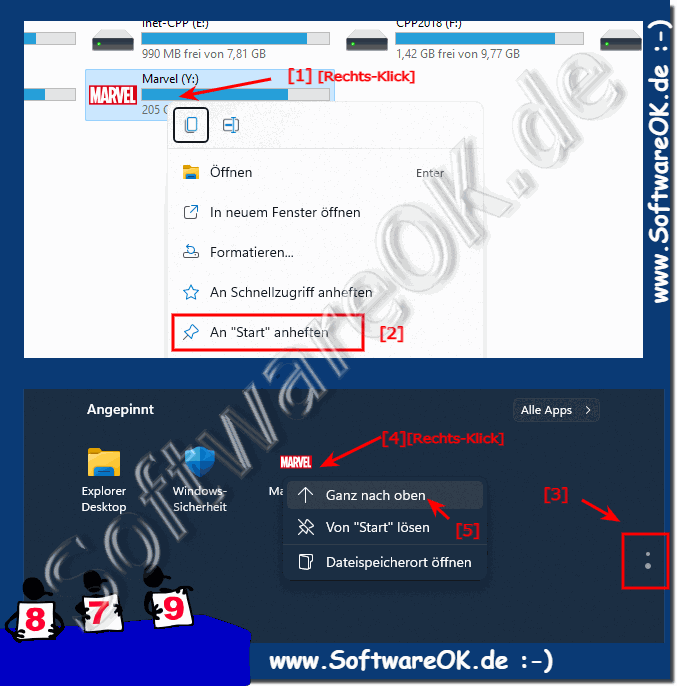 Ordner Laufwerke Verknpfungen im Startmen von Windows 11!