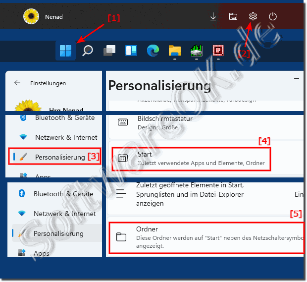 Ordnerverknpfungen im Start-Men unter Windows 11!