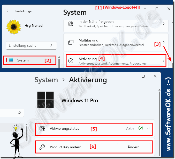 Prüfen ob das Windows 11 aktiviert ist in System!