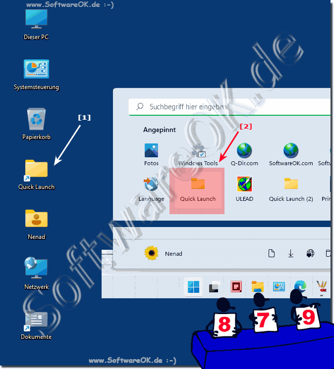 Quick Launch in Windows 11 am Desktop oder Start! als Schnellstart-Leiste!