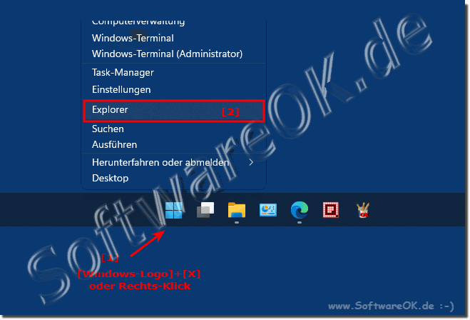 Starten vom Datei-Explorer mit Windows-X!