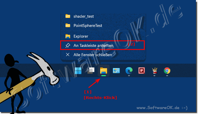 Über die Windows-11 Taskleiste den Datei-Explorer starten!