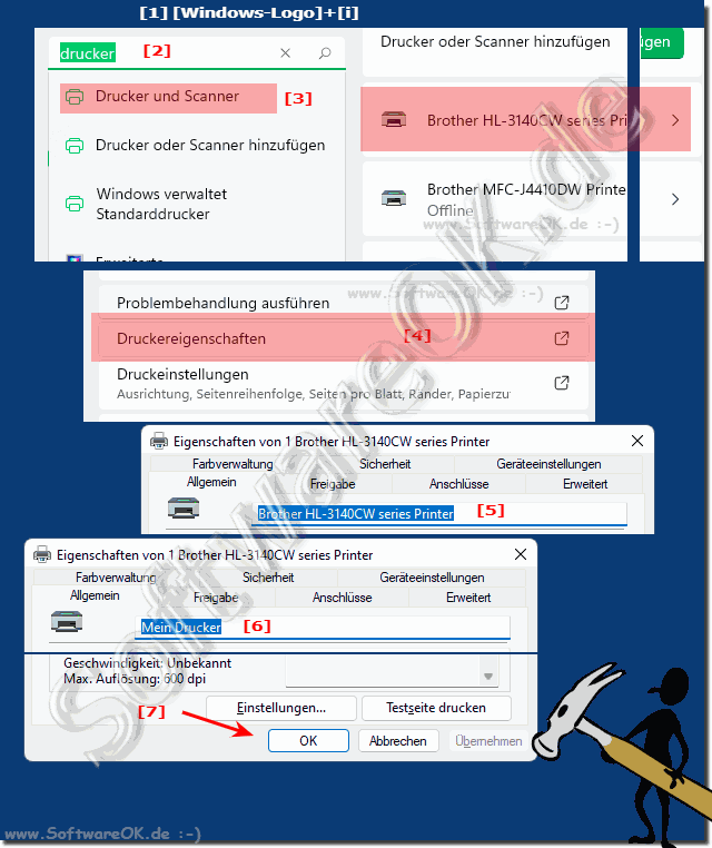 Umbenennen von Druckern in Windows 11 und 10!