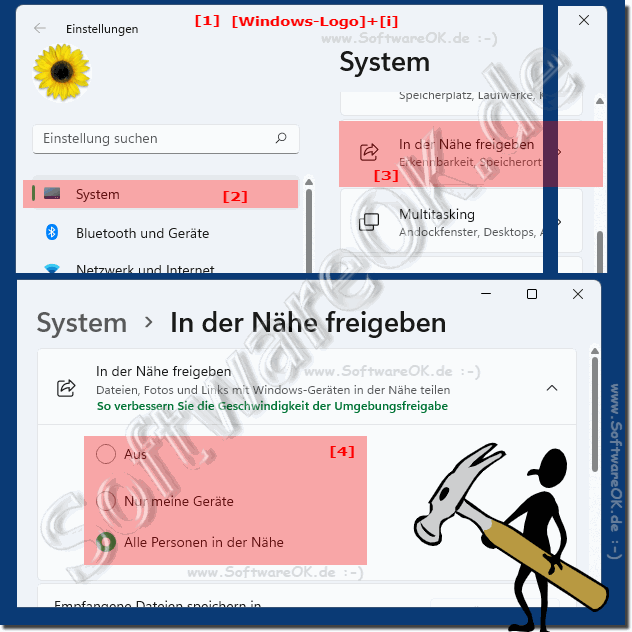 Umgebungsfreigabe in Windows 11 mit Gerte in der Nhe!