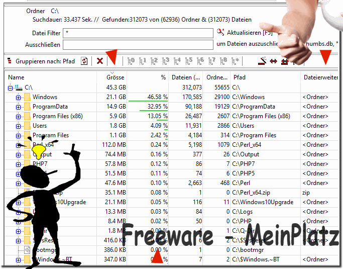 Unter Windows 11 groe Dateien finden und lschen!