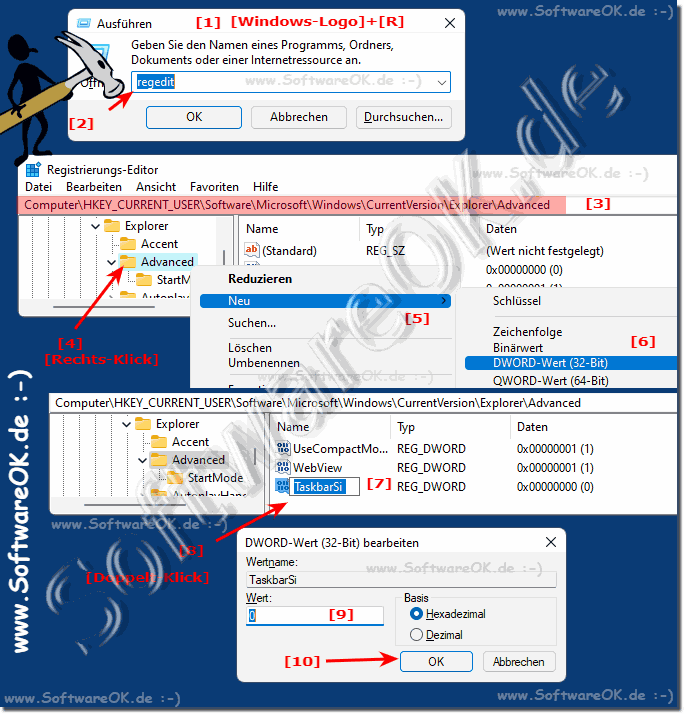 Vergrern oder verkleinern der Taskleiste unter Windows 11!