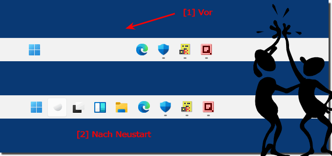 Vor und nach Neustart des Windows 11 Datei-Explorer!