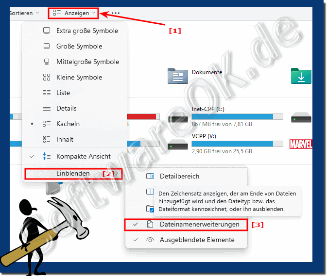 Windows 11 Datei Explorer Dateiendungen!