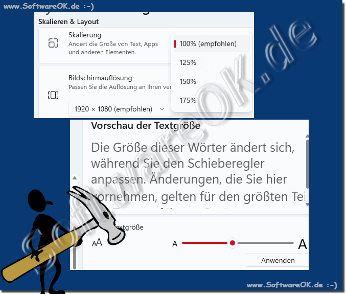 Windows 11 Skalierung und Textgröße!