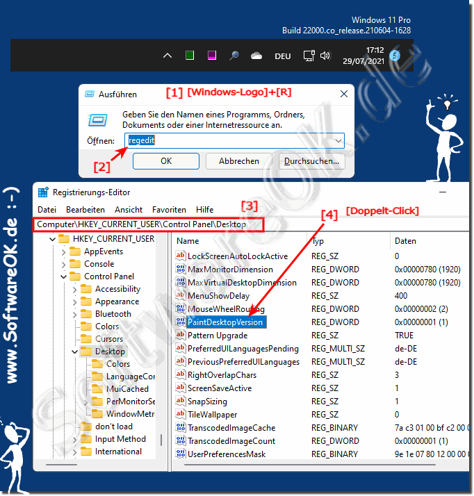 Windows 11 Versions sowie Build Nummer am Desktop Anzeigen!