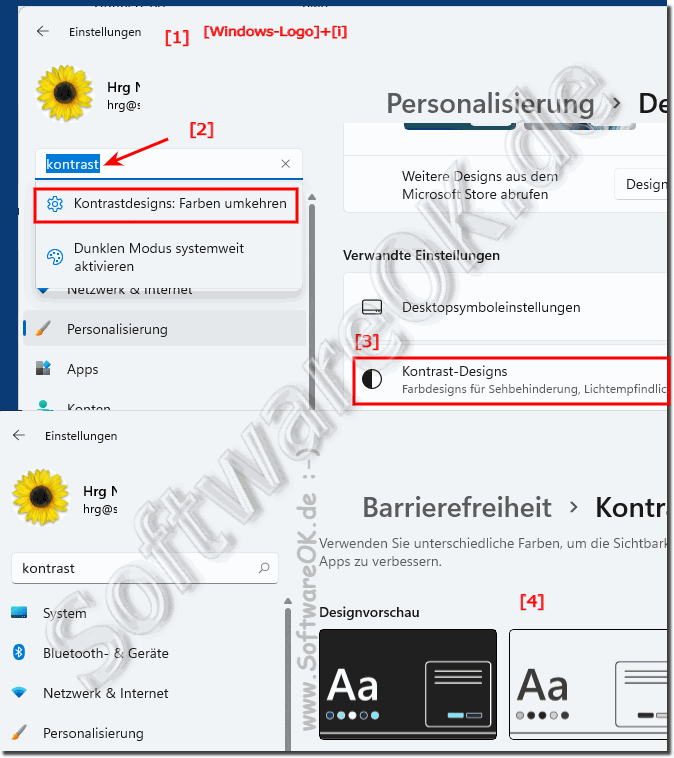 Windows 11 die Kontrast Designs fr Sehbehinderte! 