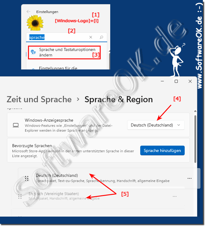 Windows 11 erscheint teilweise in Verschiedener Sprachen!