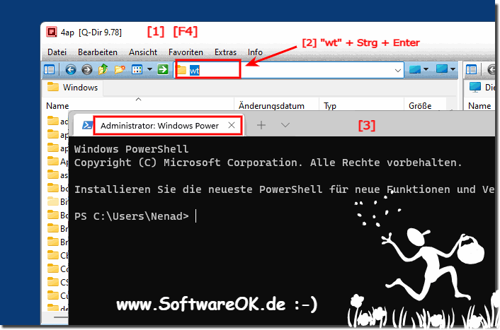Windows Terminal als Administrator über den Quad Explorer starten!
