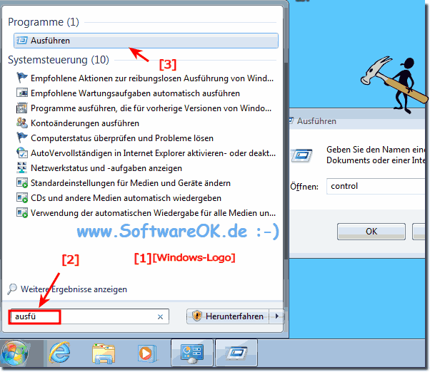 Ausfhren Dialog Windows-7-Startmen!