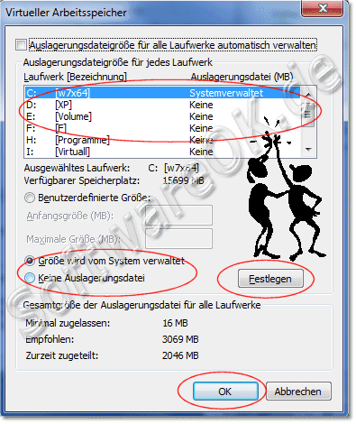 Auslagerungsdateigroesse fuer jedes Laufwerke anpassen in Windows 7