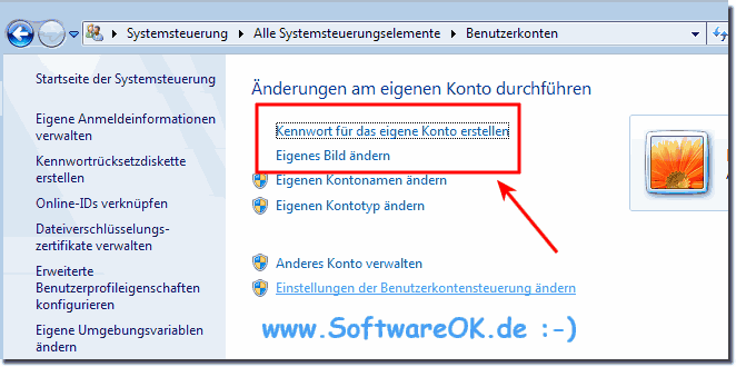 Das Windows-7 Passwort / Kennwort ändern bzw. anlegen oder entfernen!