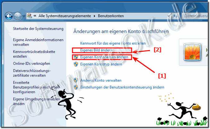 Windows-7 Usernamen der Benutzerkonten ändern