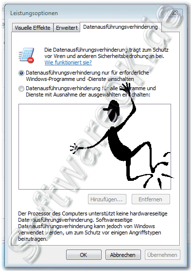 Datenausfhrungsverhinderung fr erforderliche Windows-7 Programme und Dienste einschalten