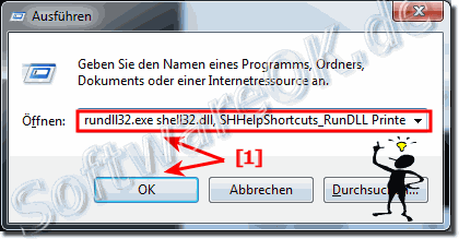 Drucker-Ordner ber das Ausfhren Dialog als RUN Befehl in Win-7 und 8