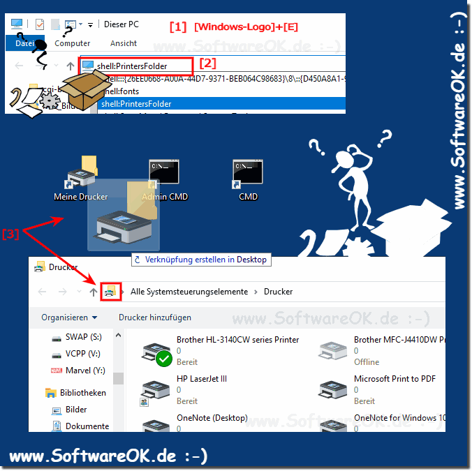 Drucker als Verknüpfung am Windows 10 Desktop!