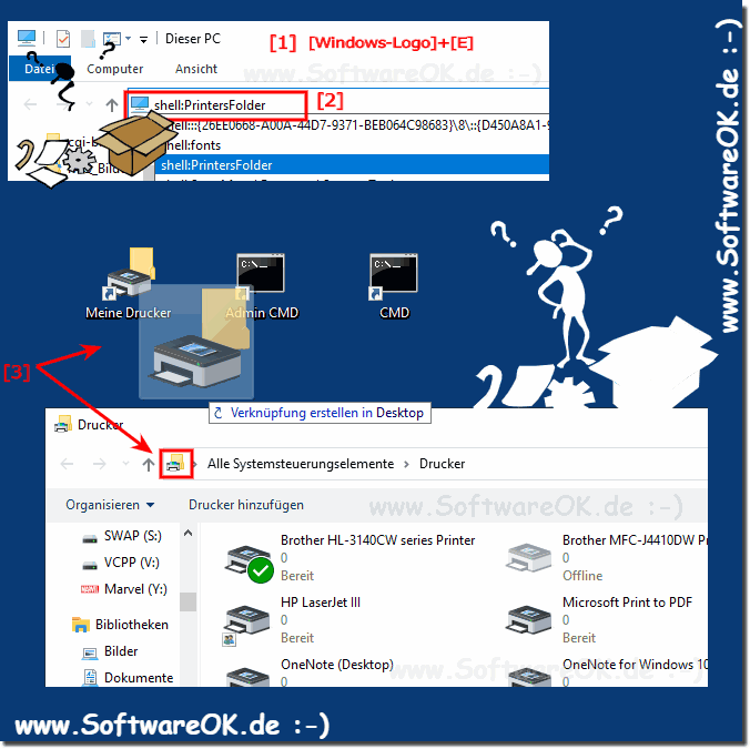 Drucker als Verknpfung am Windows 10 Desktop!